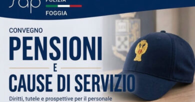 IL 20 OTTOBRE CONVEGNO SULLE TUTELE DEI POLIZIOTTI: PRESENTI I VERTICI SINDACALI E IL QUESTORE